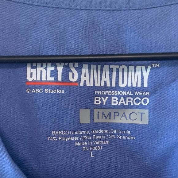 GREY’S ANATOMY By Barco Impact Elevate V Neck Scrub Top Ciel Blue Size Large - Picture 11 of 12